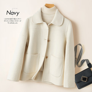 2024 autumn and winter new double-sided cashmere coat for women short doll collar small high-end temperament wool coat
