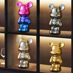 Violent Bear Ceramic Figurine Decoration for Living Room, Light Luxury High-End Home Decor for Tv Cabinet, Wine Cabinet, Office, Trendy Decoration