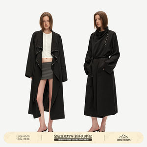 
PUKI 95% Tencel Original Classic Two-Wear Irregular Collar Textured Trench Coat