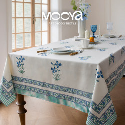 MOOYA Downton flower paper French blue tablecloth light luxury cover cloth retro fabric placemat high-end tablecloth home