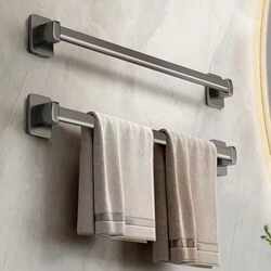 No-Drill Towel Rack Single Rod Wall-Mounted Towel Bar Storage Bathroom Towel Rack Bath Towel Rod Bathroom Towel Hanging Rod
