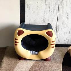 Semi-Enclosed Cat House for Stray Cats, Outdoor Summer Rainproof Kitten House, Waterproof Outdoor Bedside Cat House, Warm Dog House