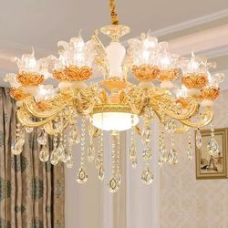 2025 New European-Style Living Room Crystal Chandelier, Light Luxury and Grand Villa Lobby Dining Room High-End Lighting Package