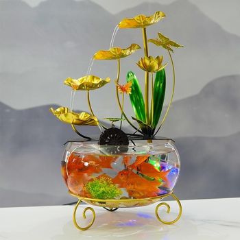 
Mengli lotus fish tank flowing water fountain ornament u decorative humidifier opening gift (large gradient water wheel)