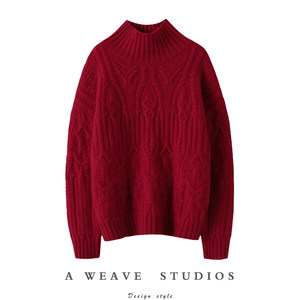 
High luxury enjoyment! Thickened 100% pure cashmere sweater for women's hollow turtleneck new knitted cashmere sweater autumn and winter