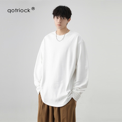 Qotriock Pure Cotton Long-Sleeved T-Shirt for Men and Women 2025 New Spring Trendy ins Loose Large Size Casual Inner Wear Top