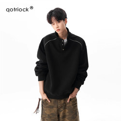 480g Heavyweight American Casual Stand-Up Collar Sweatshirt for Men and Women, Autumn Design Casual Pullover, Loose Sports Top