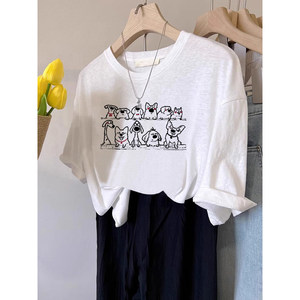 
Bamboo cotton short-sleeved women's t-shirt 2026 new loose large size women's clothing fat mm summer super popular age-reducing tops women's summer