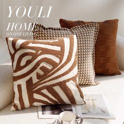 Japanese Mei Hsin Light Luxury High-End Retro Style Knotted Pillowcase Sofa Car Lumbar Pillow Cushion with Insert