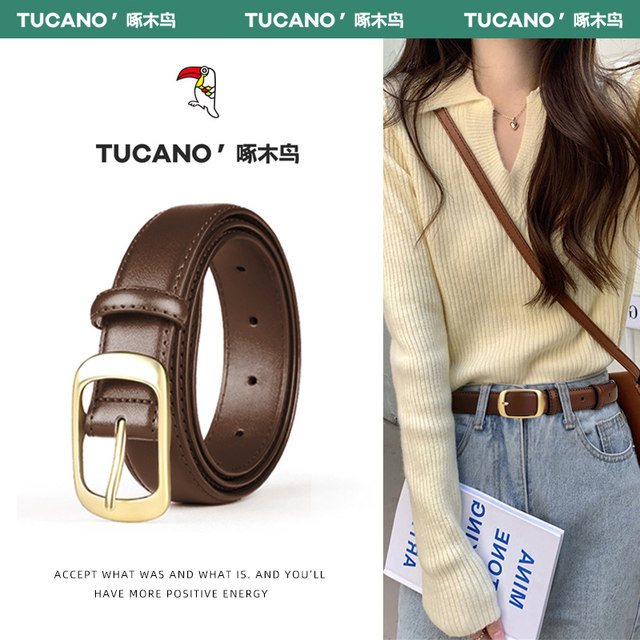 Woodpecker belt for women 2024 new style genuine leather casual all ...