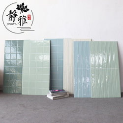 French-Style Glazed Checkered Tiles 400X800 Bathroom Tiles Kitchen Long Strip Wall Tiles Colorful Bathroom Background Wall