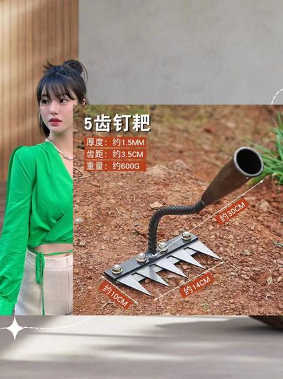 Zappa Da Giardino In Acciaio Ad Alto Tenore Di Carbonio Con Manico In Legno – Attrezzo Multiuso Per Scavare, Piantare E Zappare - 3
