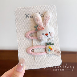 Children's Cartoon Cotton-Filled Bunny Hair Clips and Hair Ties for Girls, Cute Bangs Clips That Don'T Damage Hair, Hair Accessories