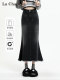 La Chapelle denim skirt women's skirt 2025 summer new high-waist skirt temperament fishtail hip skirt long skirt