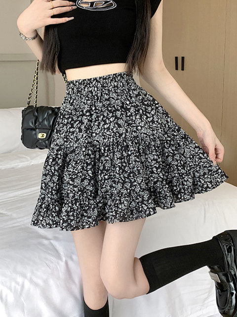 La Chapelle chiffon floral skirt skirt women's high waist slimming 2025 new summer a-line short skirt
