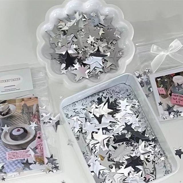 Silver star sequins ins wind and high appearance card bag DIY decoration filling ornament decoration accessories patch