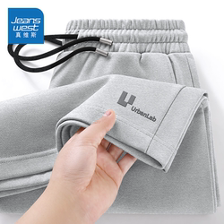 Jeanswest Pure Cotton Sports Shorts Men's 2025 New Summer Straight Large Size Casual Gray Outer Wear Five-Quarter Pants