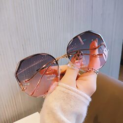 Sunglasses for Women 2022 New Korean Style Trendy Light-Colored Transparent Sunglasses for Women Anti-Uv Internet Celebrity Style Rimless Glasses