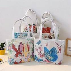 Double-Sided Embroidered Canvas Bag, Handbag, Versatile and Exquisite for Carrying Out, Makeup Bag, Mobile Phone Bag, Small Work Bag