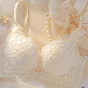
Small breasts gathered without steel rings and side breasts prevent sagging pure girl lace underwear summer bra set sexy