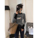 
Gray grunge thickened round neck base shirt for women 2025 autumn and winter new style inner raglan sleeve long sleeve T-shirt small top