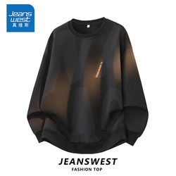 Jeanswest Plus-Size Long-Sleeve T-Shirt for Men, 2026 Spring and Autumn New Fashion Couple's Round-Neck Sweatshirt