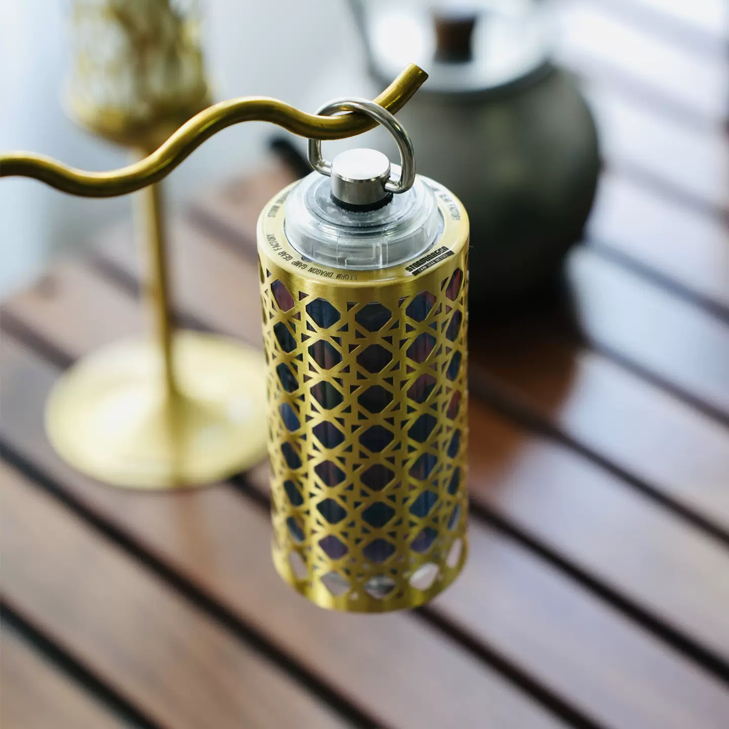 黑胡桃灯座实木黄铜露营灯架1/4转接桌面灯座日式灯杆whatwewant