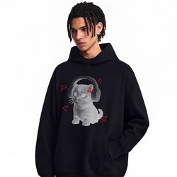 Kitten Listening to Music American Retro Hooded Sweatshirt for Men and Women, New Autumn and Winter Casual Versatile Cute Couple Tops