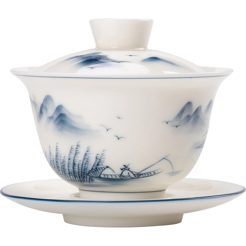 中国茶器 景徳鎮 九龍馬蹄三才蓋碗 茶杯 新品未使用 中国茶器 景徳鎮