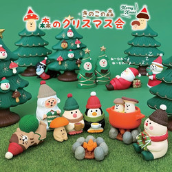 Japanese Zakka Christmas Forest Dance Party Cat Santa Claus Snowman Christmas Desktop Decoration Ornament Gift