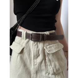 2025 New Retro Brown Belt for Women, Korean Style Versatile Jeans Decorative Belt, Student Simple Casual Belt