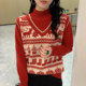 Half turtleneck base shirt for women with Christmas sweater 2024 new autumn and winter two-piece thickened sweater top