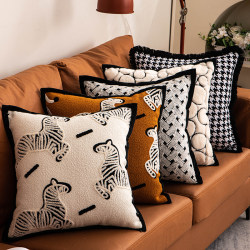 ins Plush Pillows and Cushions for Sofa, Living Room, Bay Window, Nordic Light Luxury, High-End Cushion Cover, Extra-Large Backrest Cushion