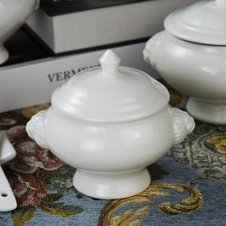 French-Style Puff Pastry Soup Bowl, Oven-Safe Ceramic Stew Pot, Cream of Mushroom Soup Cup, Lion Head Tall Bowl with Lid for Home Use