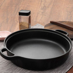 Japanese Bajide Cast Iron Pot, Thickened Double-Ear Flat-Bottomed Frying Pan, Steak Pan, Water-Fried Bun Pan, Uncoated Cast Iron Barbecue Pan