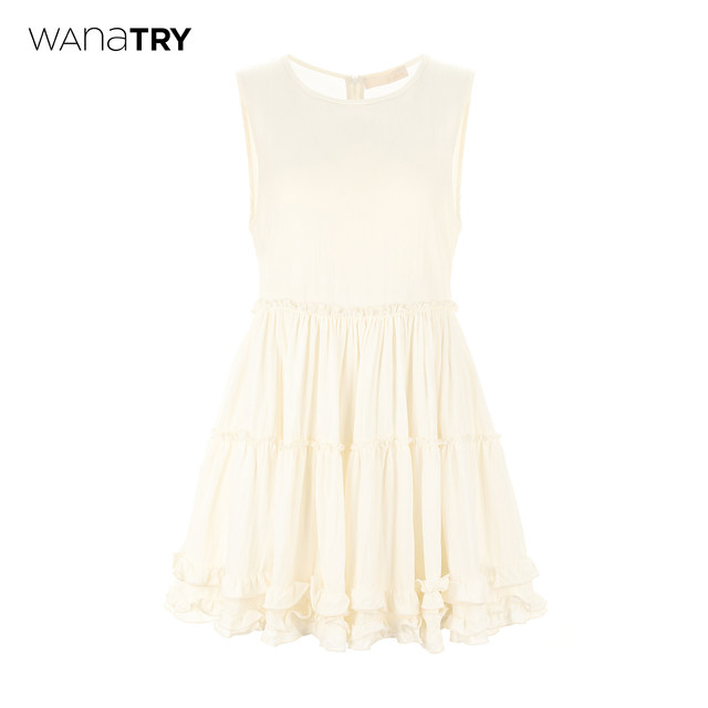 wana try sweet wood earrings vest dress small friendly knee-length skirt summer new skirt women's clothing