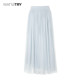 wana try versatile long skirt 2025 early spring new Korean light blue super fairy pleated skirt