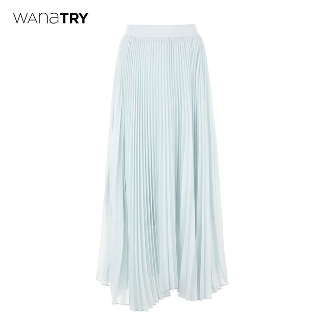 wana try blue green heavy industrial accordion pleated irregular skirt summer new high-end long skirt women's clothing