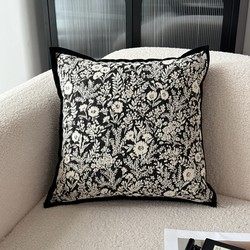 High-End Sofa Throw Pillow Cushion with Black Edges, Gu Chen Pillow Cover, Mid-Century Style Pillow Cover, 60 American Country Style Backrest