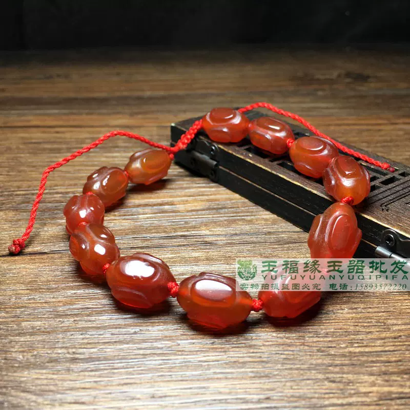 高古老红玛瑙珠老玉古玉回流创汇期清代红色灯笼珠手链串珠子-Taobao
