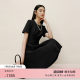 Langzi Group LIME Rhine elegant classic OL small black dress dress 25 summer round neck waist slim commuter skirt
