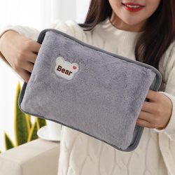 Explosion-Proof Hot Water Bottle for Belly, Refillable, Rechargeable, Hand Warmer, Cute Plush Cartoon for Girls