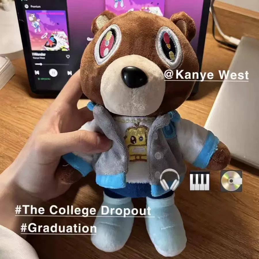 泰迪熊毛绒玩偶侃爷Kanye West Graduation Bear跨境新品儿童玩具-Taobao