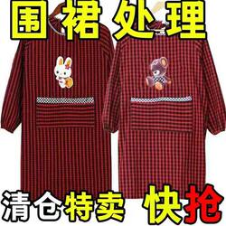 Polyester-Cotton Thickened Traditional Coarse Cloth Apron for Women, Long-Sleeved, Suitable for Outdoor Wear, Cleaning Work, Kitchen, Household Use, Adult