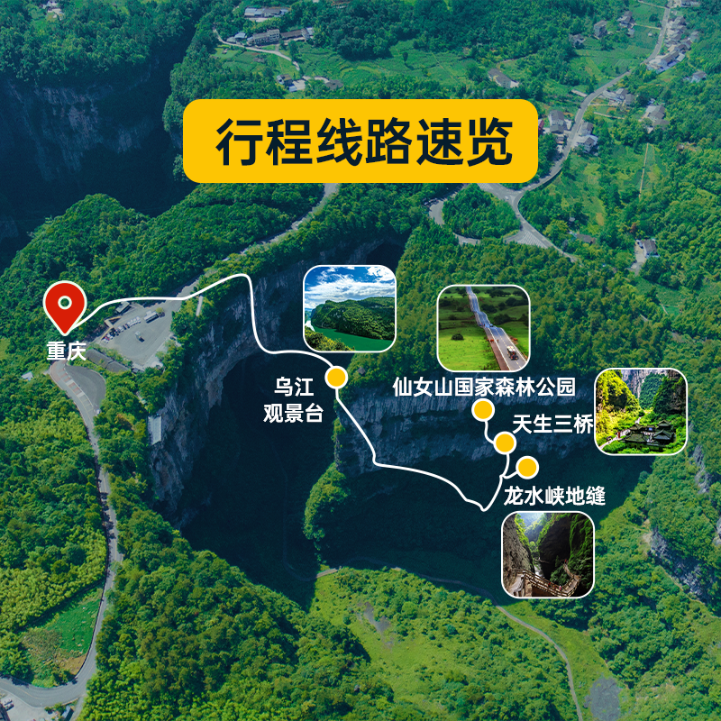 重庆武隆一日游纯玩天坑地缝仙女山乌江画廊周边游跟团游小包团