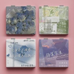 Beautiful and Unique Portable Small Mirror, Double-Sided Mirror for Students, Foldable and Portable Makeup Mirror for Girls, Leather-Covered Mirror, Anti-Drop ins