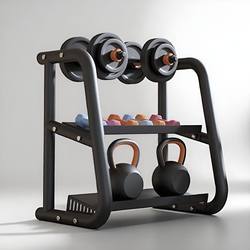 Premium Home Fitness Equipment Multi-Layer Storage Rack for Dumbbells and Kettlebells, 3-Tier Black Small Storage Rack