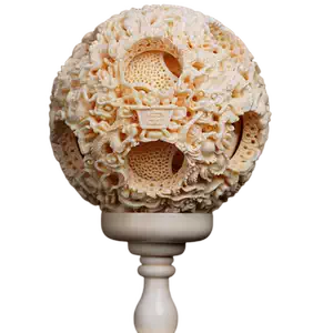 79ko130 牙彫 像紋 球 置物 香道具