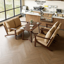 Retro Style Milk Tea Shop, Cafe Table and Chair Combination, Bar, Hotel, B&B, Leisure Reception, Single Sofa Chair, Booth