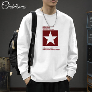 American high street cotton long -sleeved T -shirt male spring and autumn design sense niche tide brand loose inner bottom shirt top
